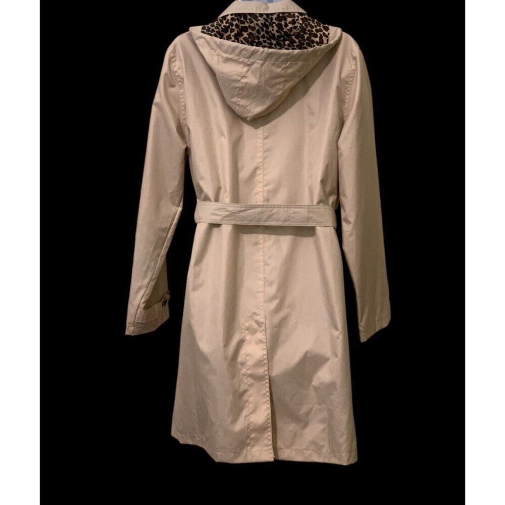 Capelli New York Womens Trench Coat Size M Leopard Print Lined Removable Hood - Picture 6 of 10